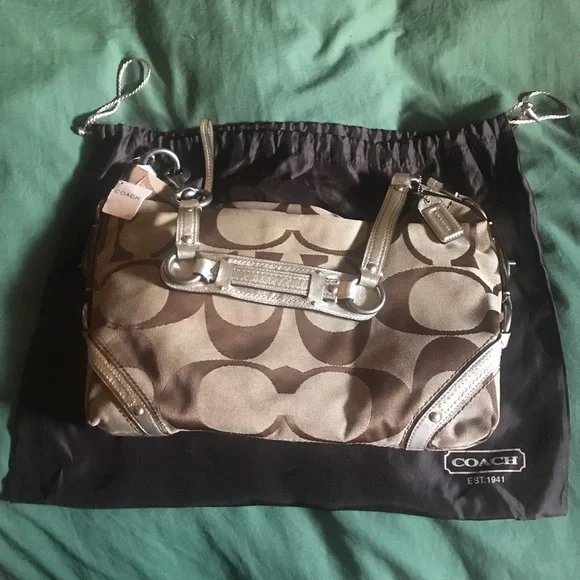 BNWT LARGE COACH SIGNATURE CARLY BABY BLUE INTERIOR - Picture 8 of 14